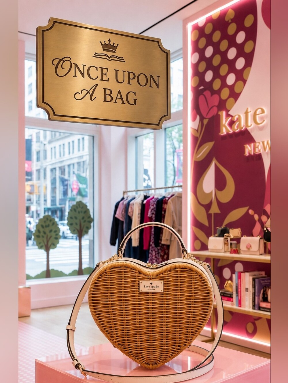 kate spade Heart-Shaped Wicker Mini Crossbody Bag in Natural